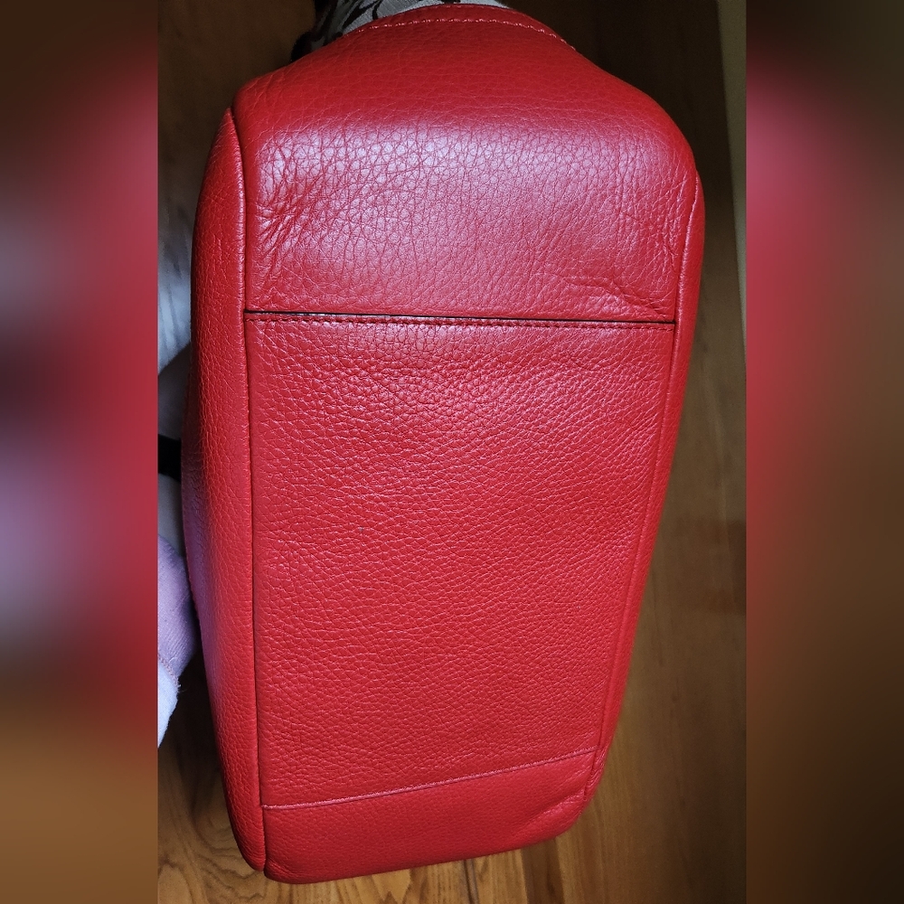 Coach Park Signature Carrie Tote, Red Leather Trim EUC - Picture 10 of 12